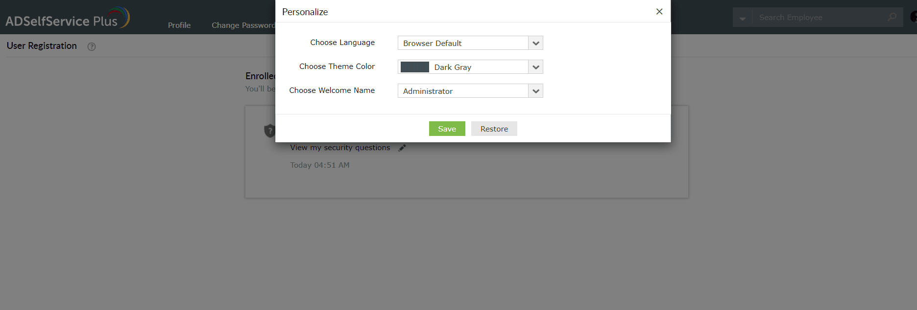 Configuring your preferences in the Personalize window
