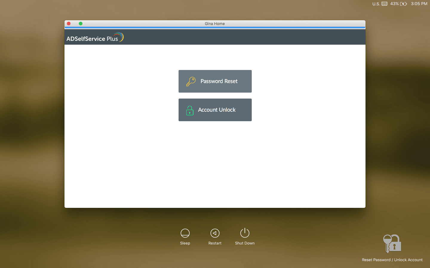 Selecting Account Unlock on a Linux machine