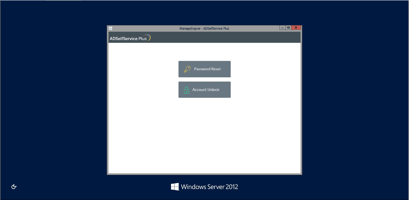 The Account Unlock option in the ADSelfService Plus logon agent window on Windows